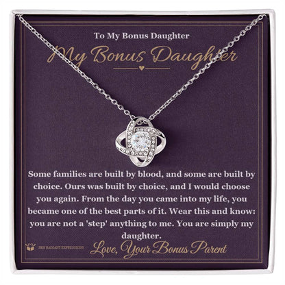Engraved Love Knot Necklace with message for stepdaughter
