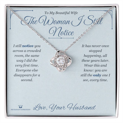 Love Knot Necklace engraved with your own words for wife