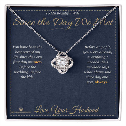Love Knot Necklace engraved with your own words for wife