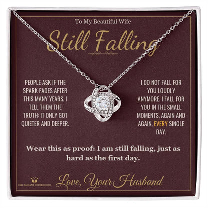 Love Knot Necklace engraved with your own words for wife