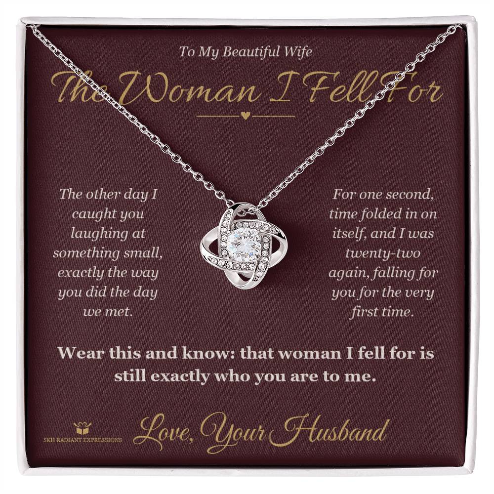 Love Knot Necklace engraved with your own words for wife