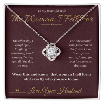 Love Knot Necklace engraved with your own words for wife