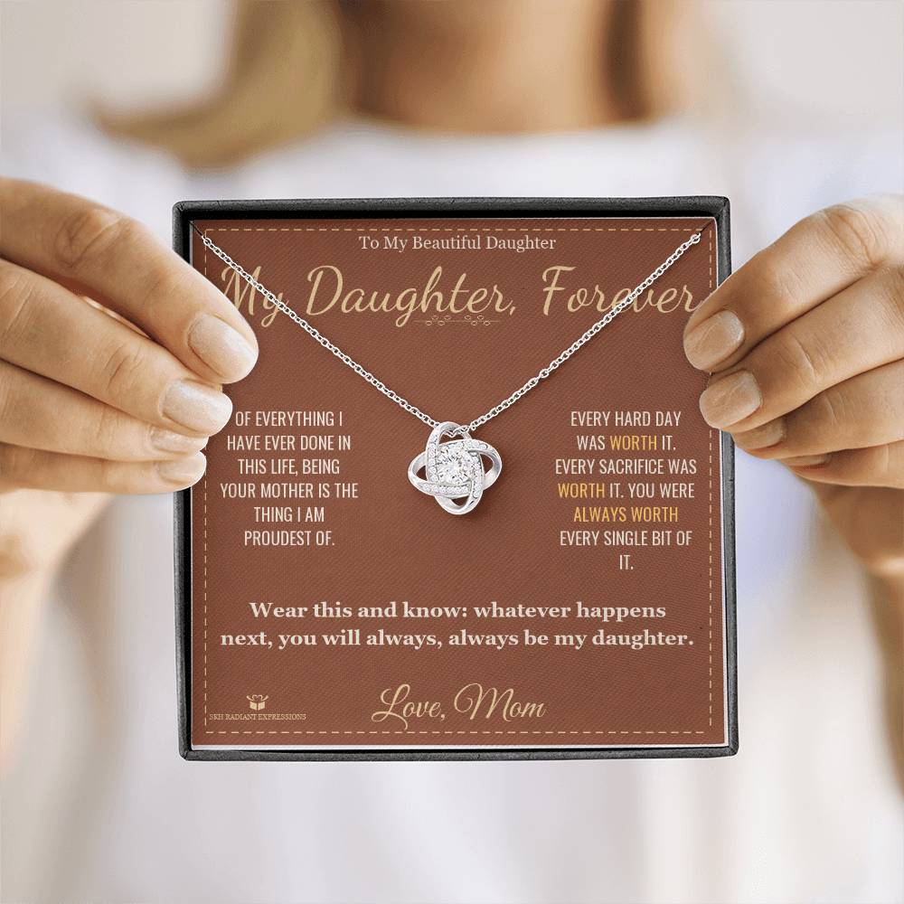 To My Daughter - Forever My Baby Girl - Love Knot Necklace