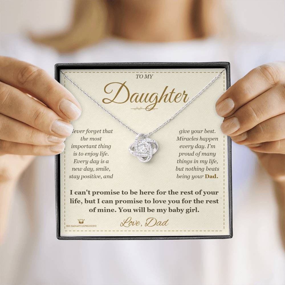 To My Daughter - Forever My Baby Girl - Love Knot Necklace