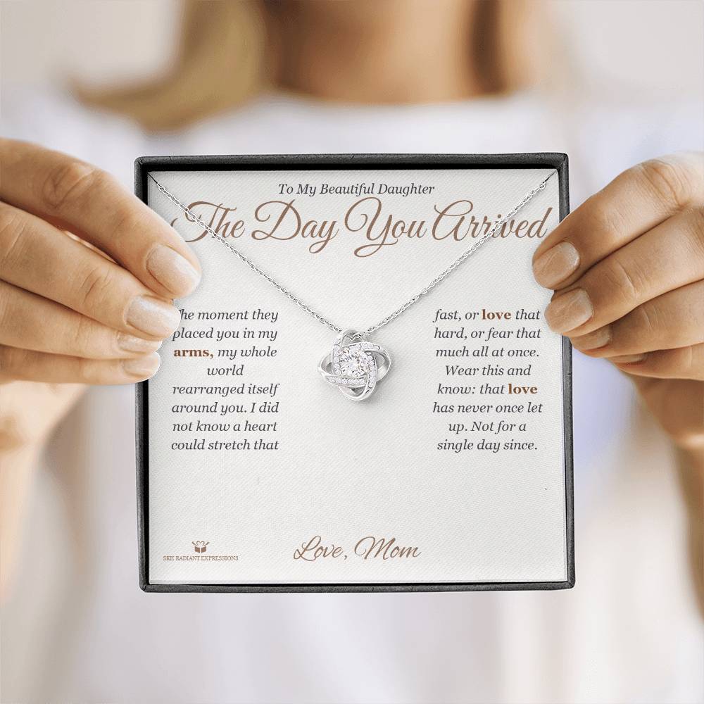 The Day You Arrived - Love Knot Necklace for Daughter