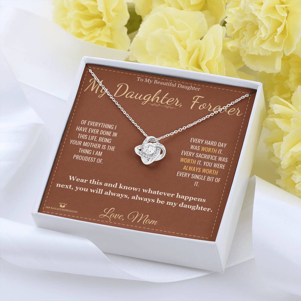To My Daughter - Forever My Baby Girl - Love Knot Necklace
