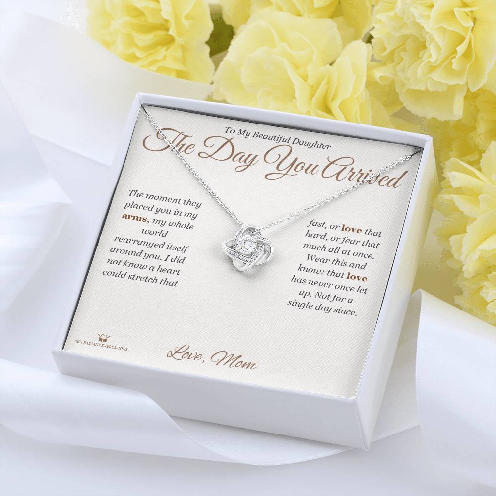 The Day You Arrived - Love Knot Necklace for Daughter
