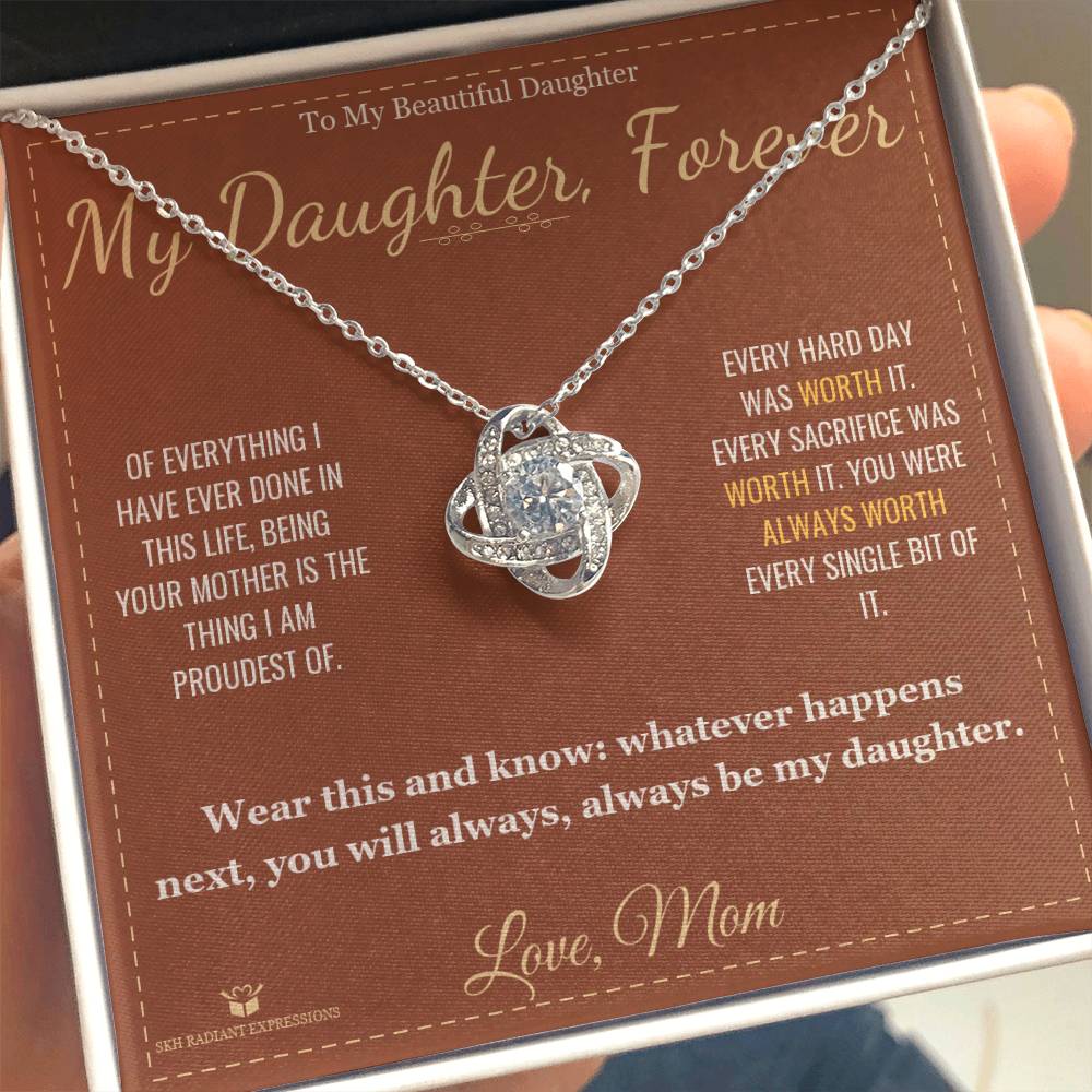 To My Daughter - Forever My Baby Girl - Love Knot Necklace