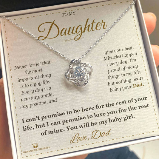 To My Daughter - Forever My Baby Girl - Love Knot Necklace
