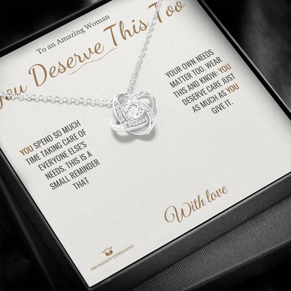 Love Knot Necklace with personalized message card for her