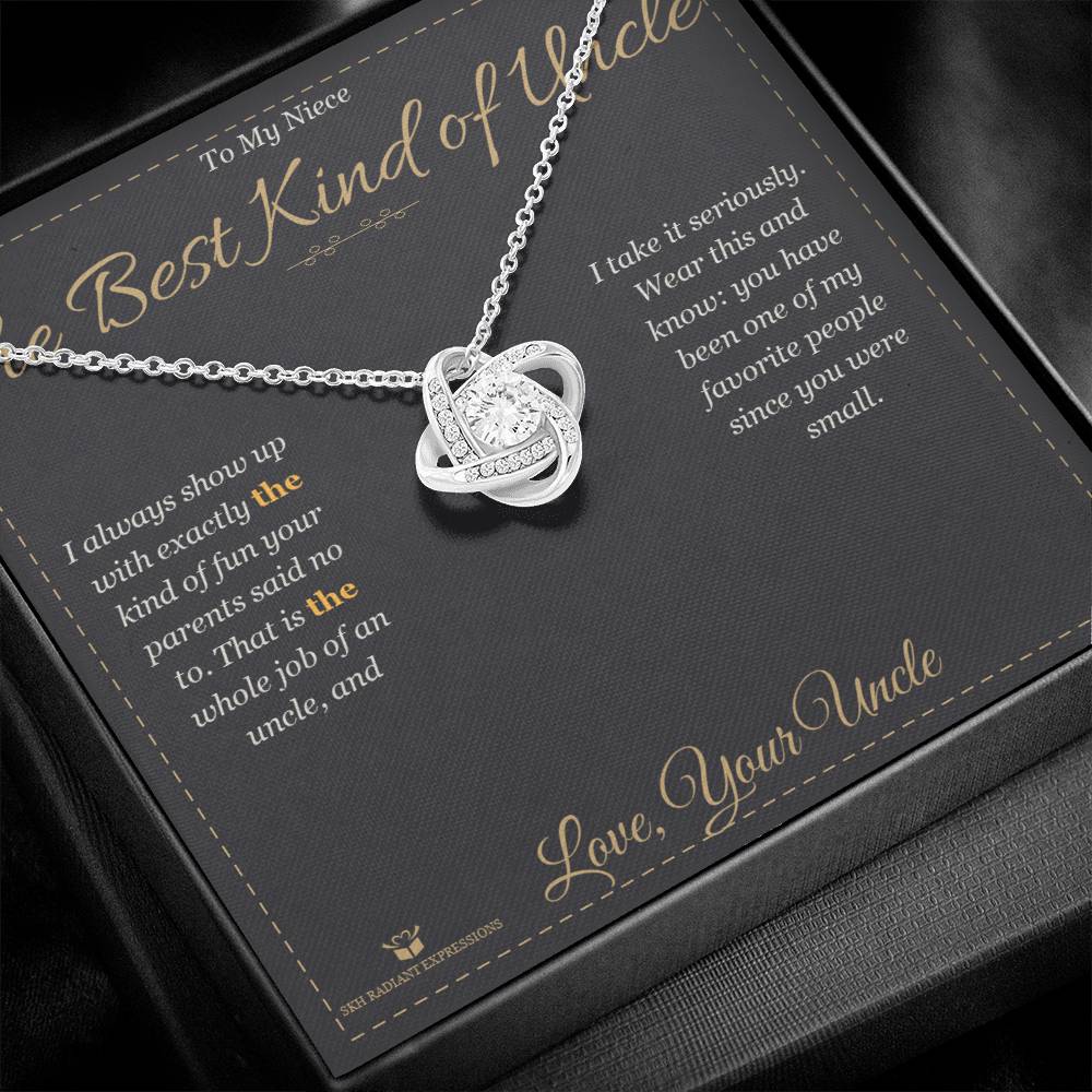 Love Knot Necklace with personalized message card for niece