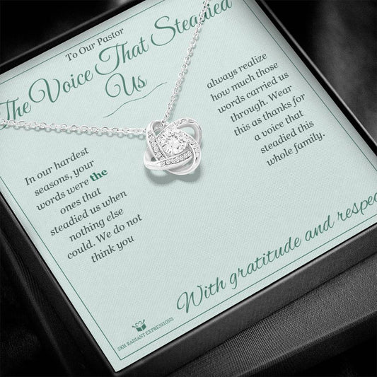 The Voice That Steadied Us - Love Knot Necklace for Pastor