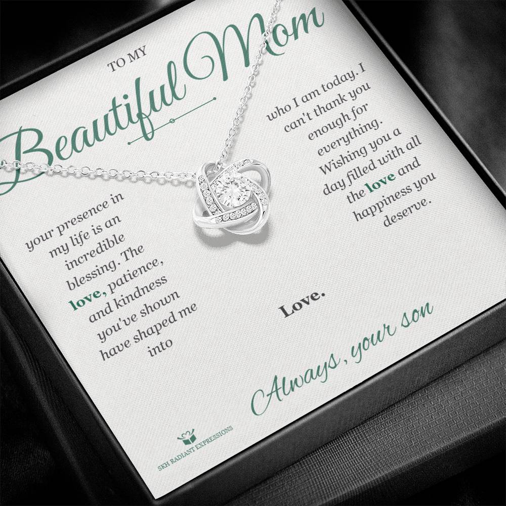My Mom's Love: A Blessing Beyond Measure - Love Knot Necklace for Mom