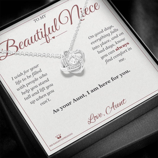 Always Here For You - Love Knot Necklace for Niece - personalized keepsake gift from SKH Radiant Expressions