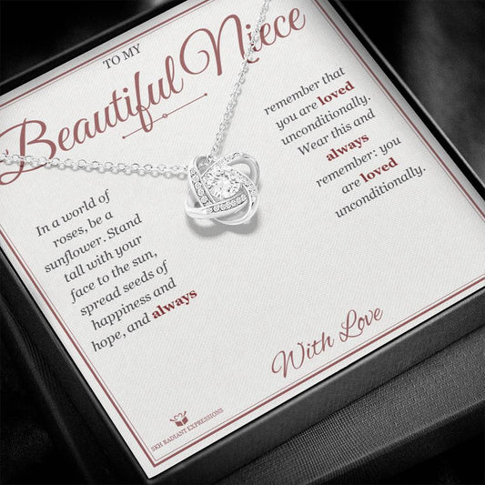 Be a Sunflower - Love Knot Necklace for Niece - personalized keepsake gift from SKH Radiant Expressions