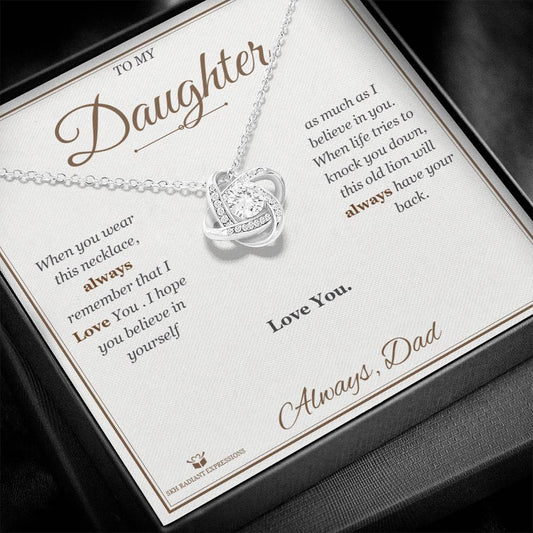 This Old Lion's Love - Love Knot Necklace for Daughter - personalized keepsake gift from SKH Radiant Expressions
