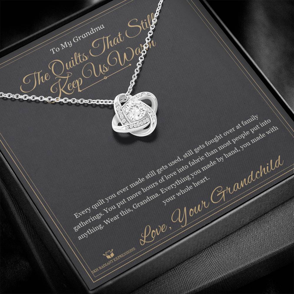 The Quilts That Still Keep Us Warm - Love Knot Necklace for Grandmother - personalized keepsake gift from SKH Radiant Expressions