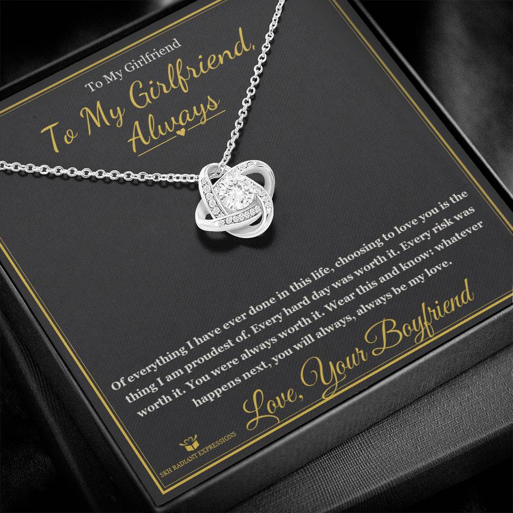 To My Girlfriend, Always - Love Knot Necklace for Girlfriend - personalized keepsake gift from SKH Radiant Expressions