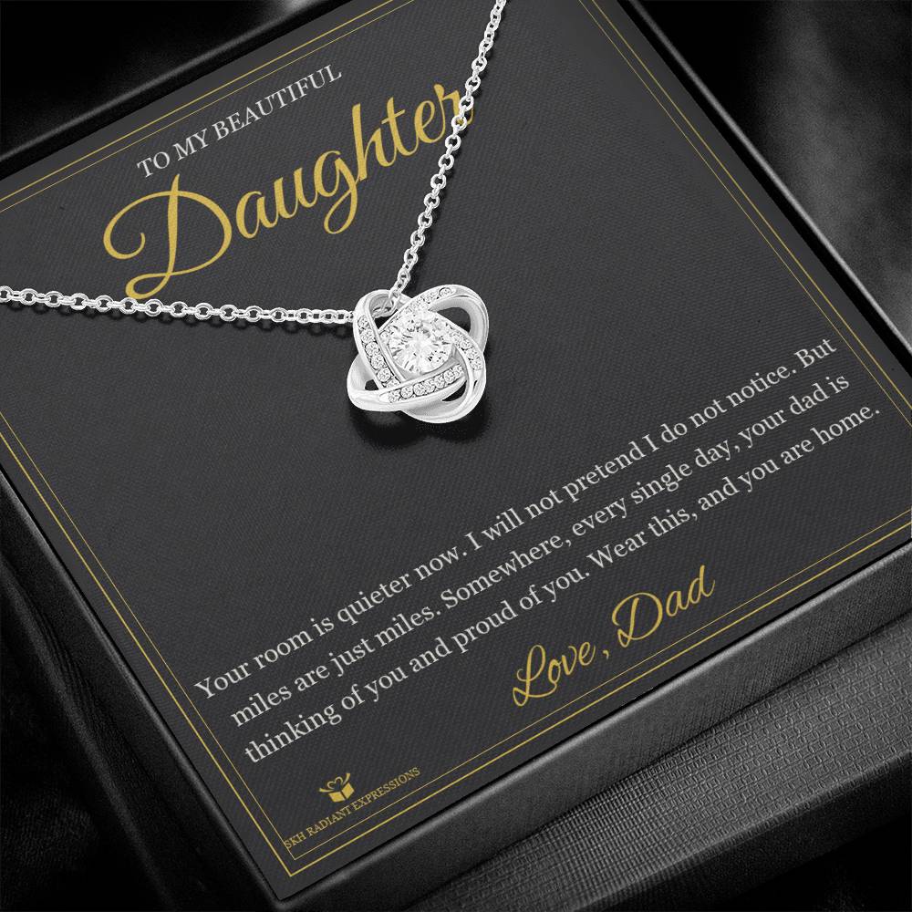 The Miles Between Us - Love Knot Necklace for Daughter - personalized keepsake gift from SKH Radiant Expressions