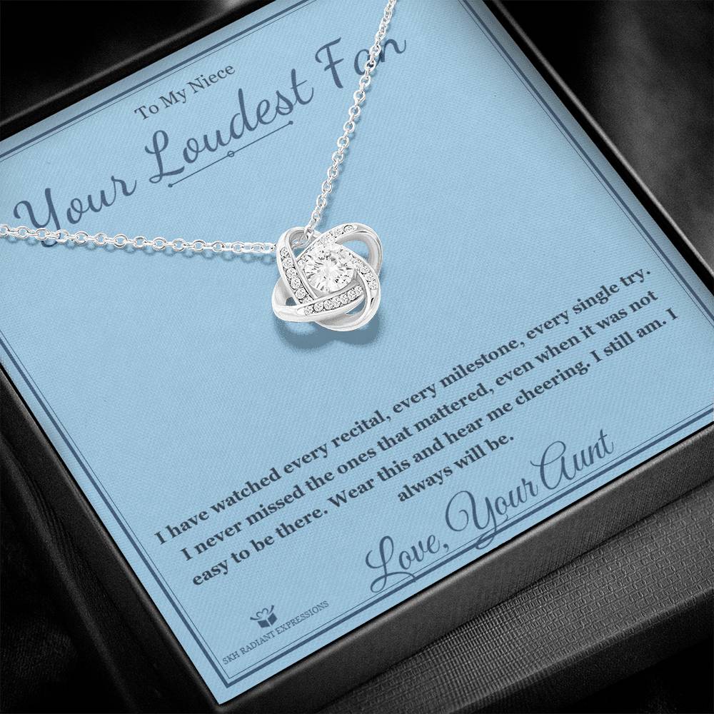 Your Loudest Fan - Love Knot Necklace for Niece - personalized keepsake gift from SKH Radiant Expressions