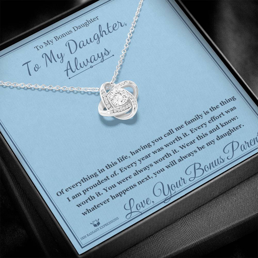 To My Daughter, Always - Love Knot Necklace for Stepdaughter - personalized keepsake gift from SKH Radiant Expressions