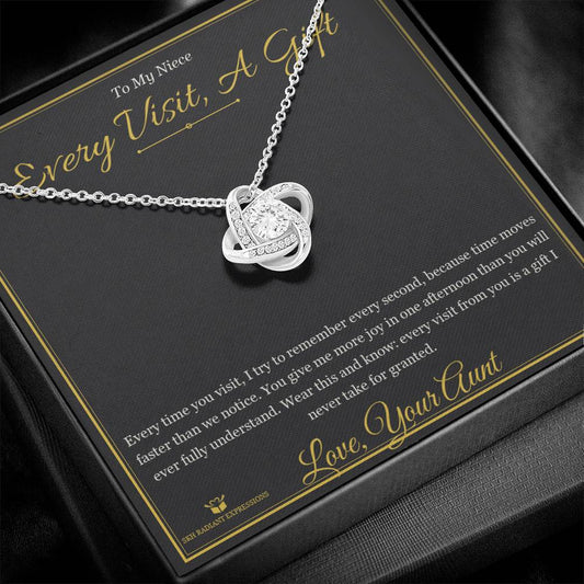Every Visit, A Gift - Love Knot Necklace for Niece - personalized keepsake gift from SKH Radiant Expressions