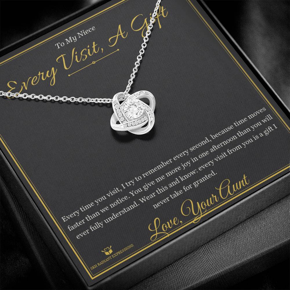 Every Visit, A Gift - Love Knot Necklace for Niece - personalized keepsake gift from SKH Radiant Expressions