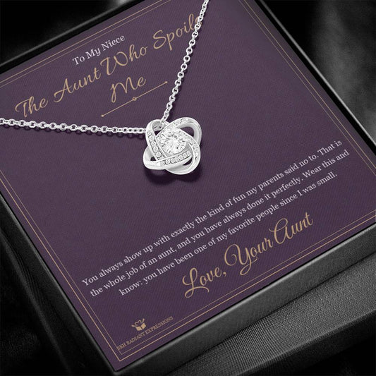 The Aunt Who Spoils Me - Love Knot Necklace for Niece - personalized keepsake gift from SKH Radiant Expressions
