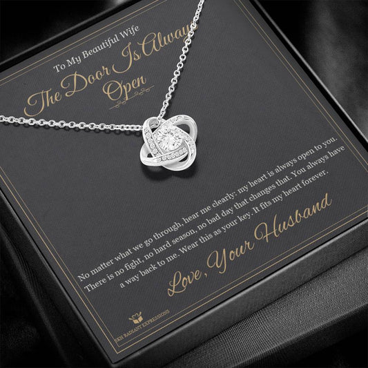 The Door Is Always Open - Love Knot Necklace for Wife - personalized keepsake gift from SKH Radiant Expressions