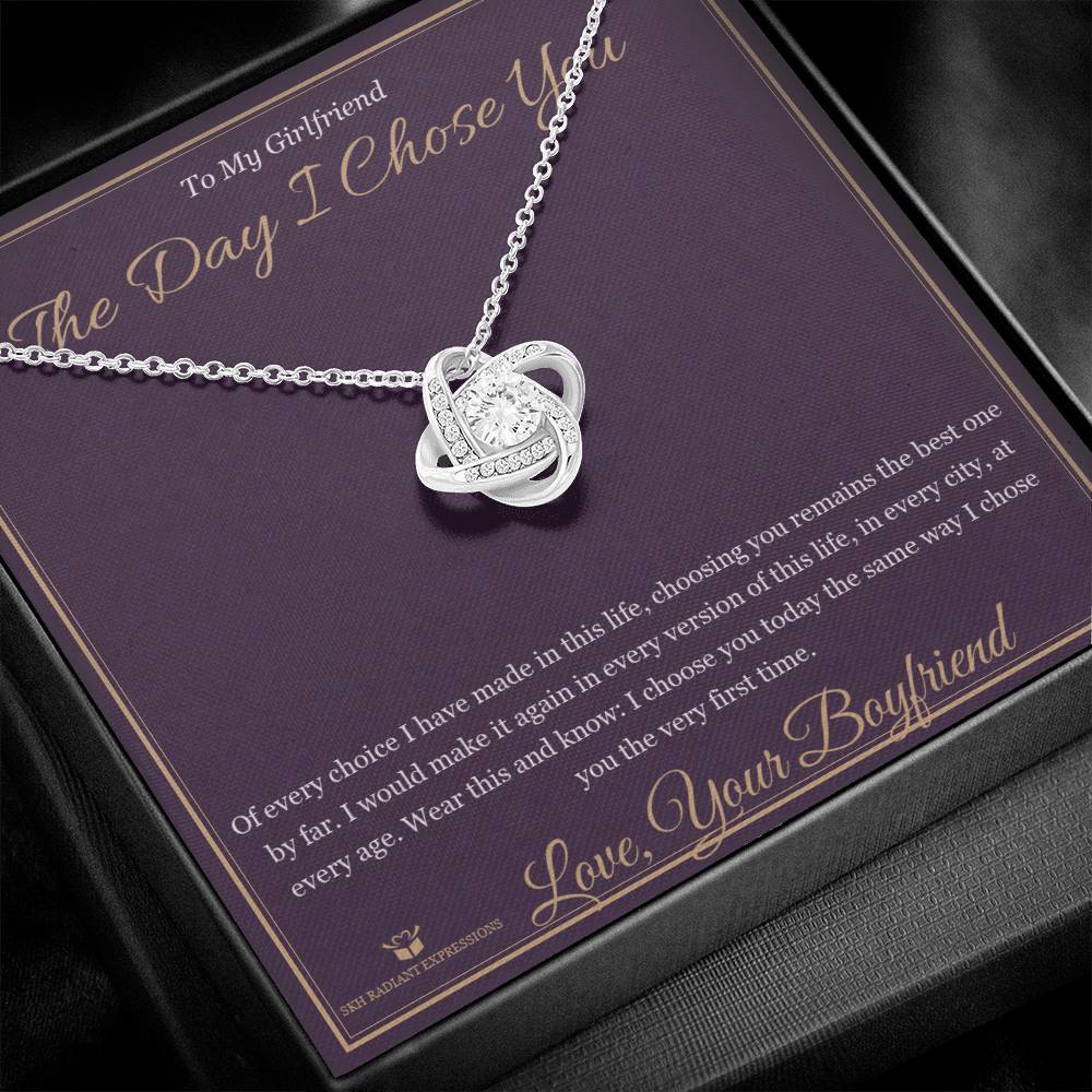 The Day I Chose You - Love Knot Necklace for Girlfriend - personalized keepsake gift from SKH Radiant Expressions