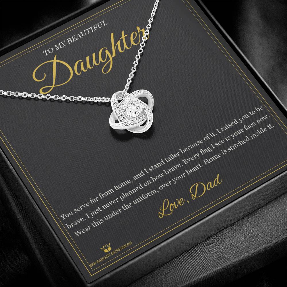 Far From Home, Never From Heart - Love Knot Necklace for Daughter - personalized keepsake gift from SKH Radiant Expressions