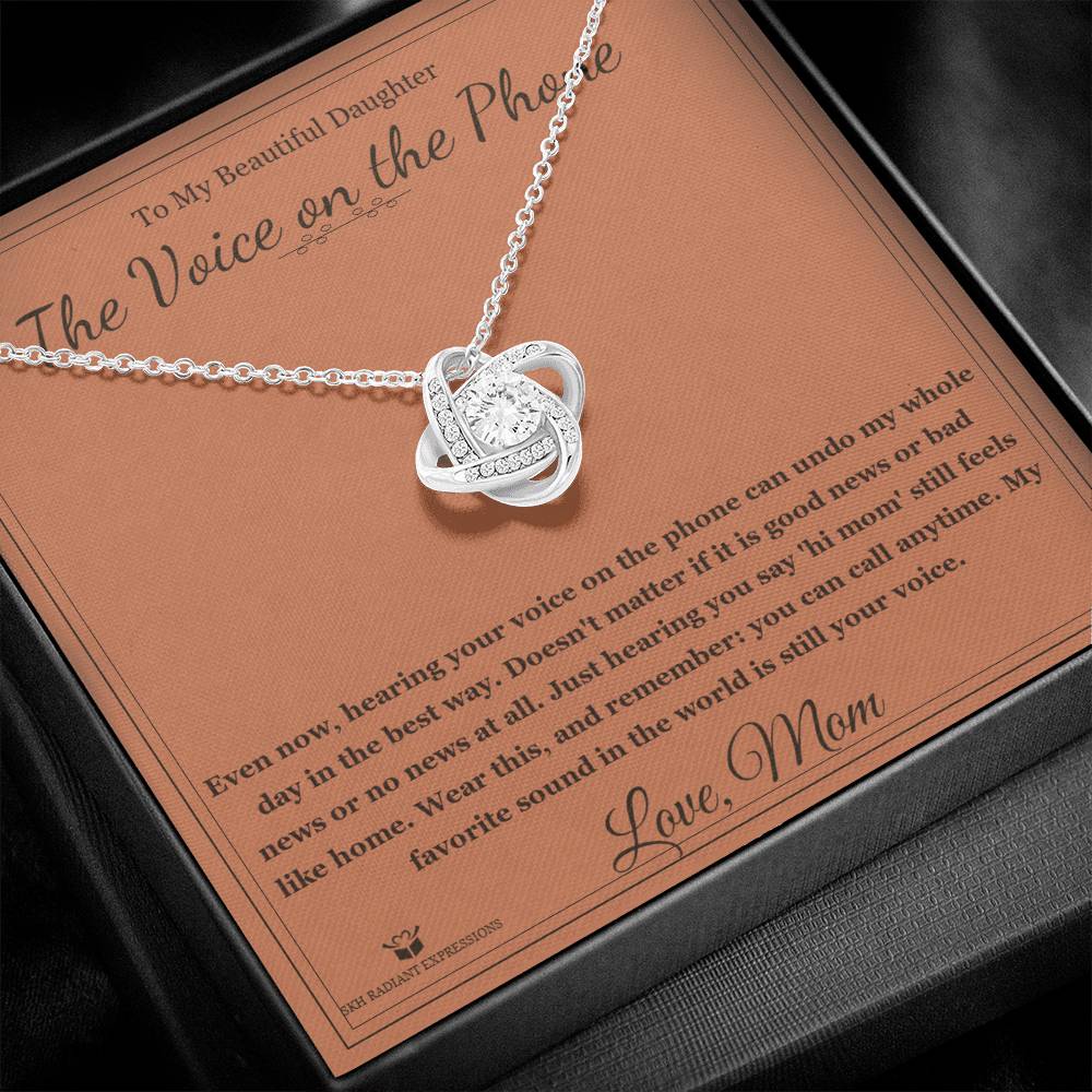 The Voice on the Phone - Love Knot Necklace for Daughter - personalized keepsake gift from SKH Radiant Expressions