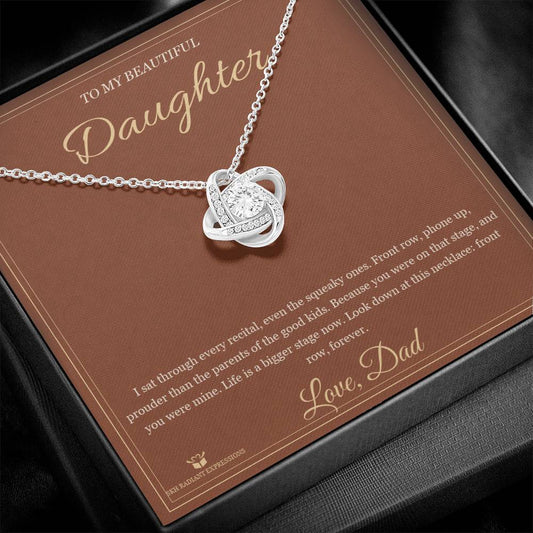 Front Row Forever - Love Knot Necklace for Daughter - personalized keepsake gift from SKH Radiant Expressions