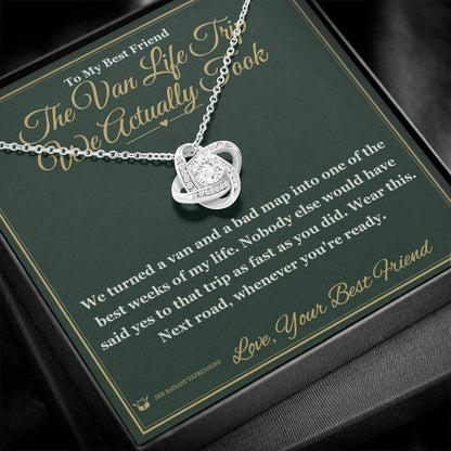 Engraved Love Knot Necklace with message for best friend