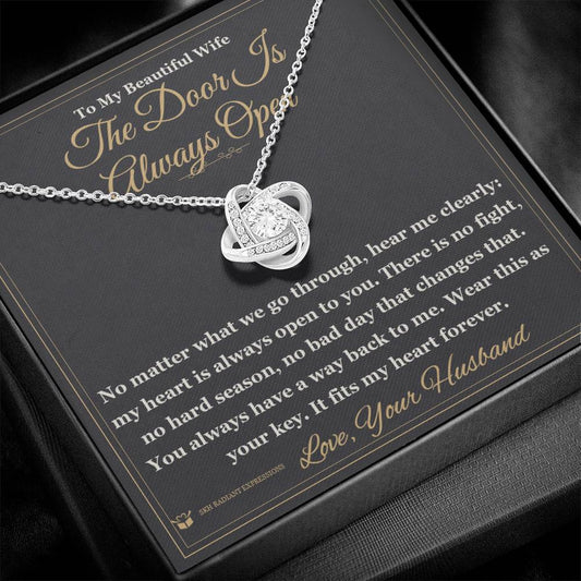The Door Is Always Open - Love Knot Necklace for Wife - personalized keepsake gift from SKH Radiant Expressions