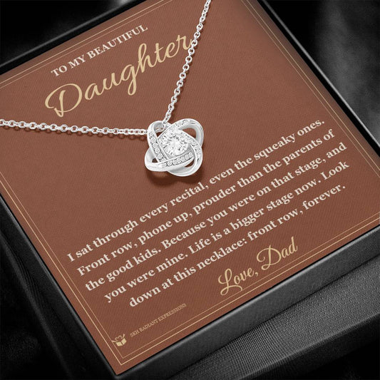 Front Row Forever - Love Knot Necklace for Daughter - personalized keepsake gift from SKH Radiant Expressions