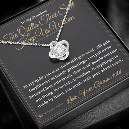 Engraved Love Knot Necklace with message for grandmother