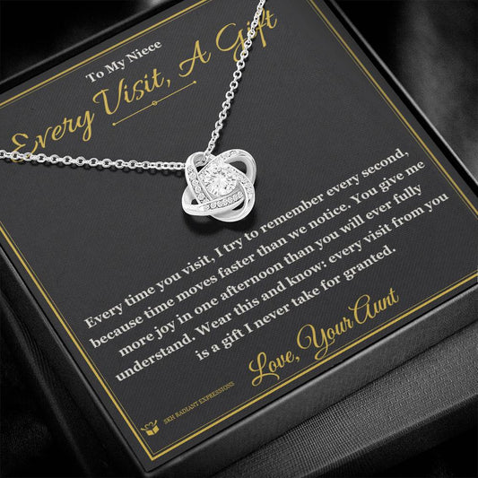 Every Visit, A Gift - Love Knot Necklace for Niece - personalized keepsake gift from SKH Radiant Expressions