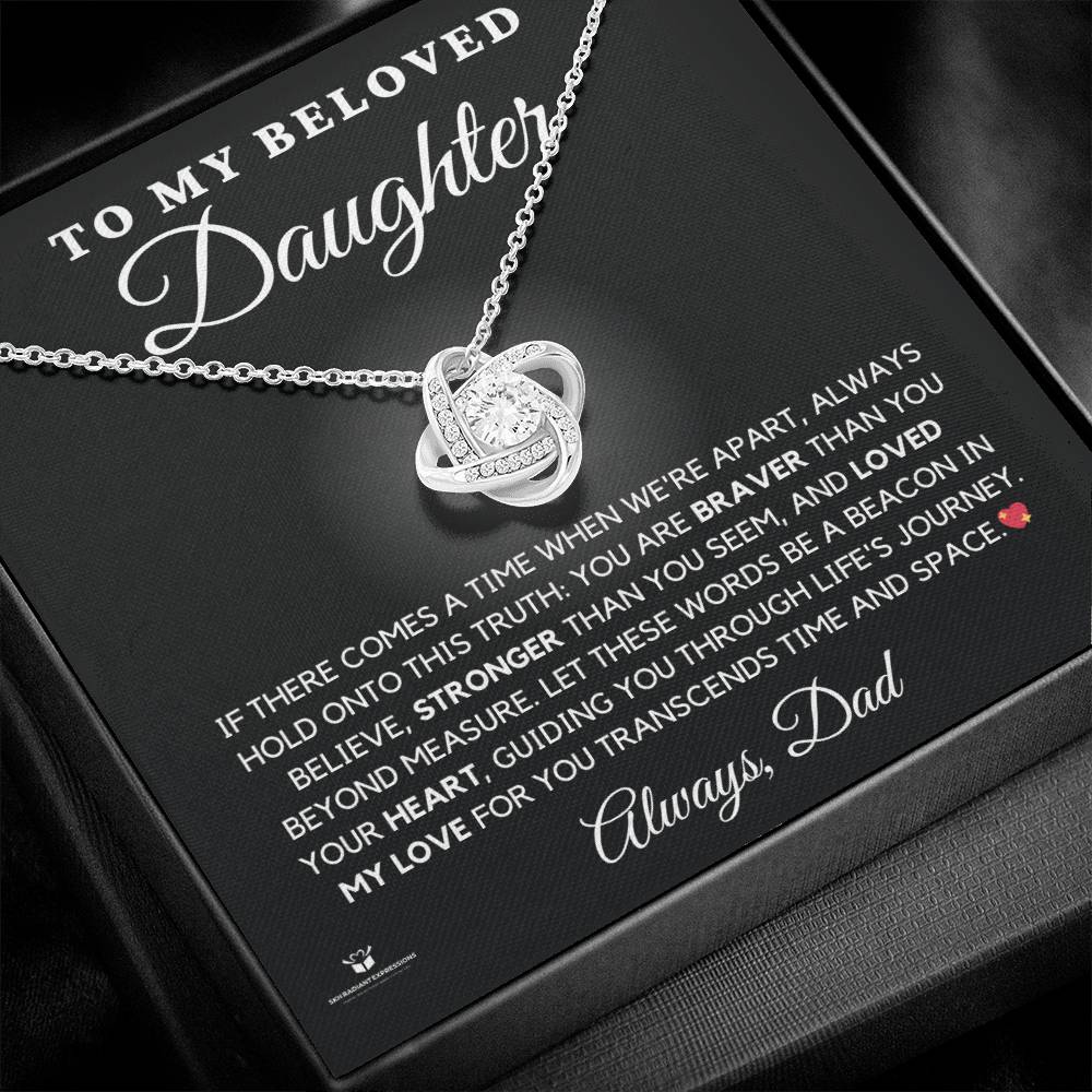 Love Knot Necklace with personalized message card for daughter