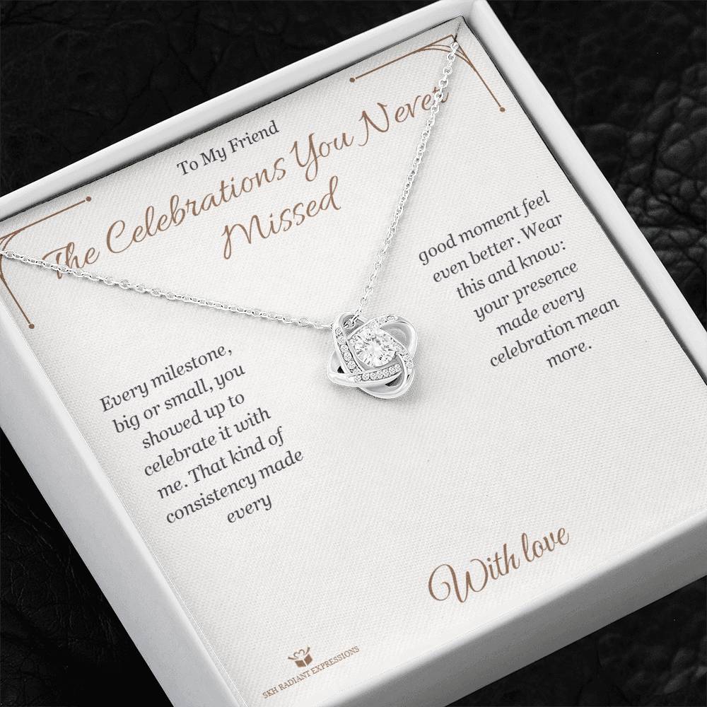 Love Knot Necklace with personalized message card for friend
