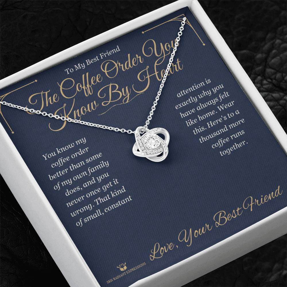 Love Knot Necklace with personalized message card for best friend