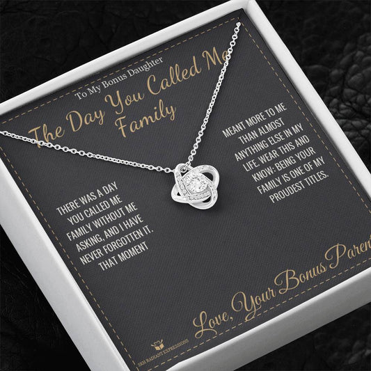 The Day You Called Me Family - Love Knot Necklace for Stepdaughter