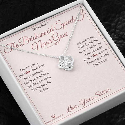 The Bridesmaid Speech I Never Gave - Love Knot Necklace for Sister