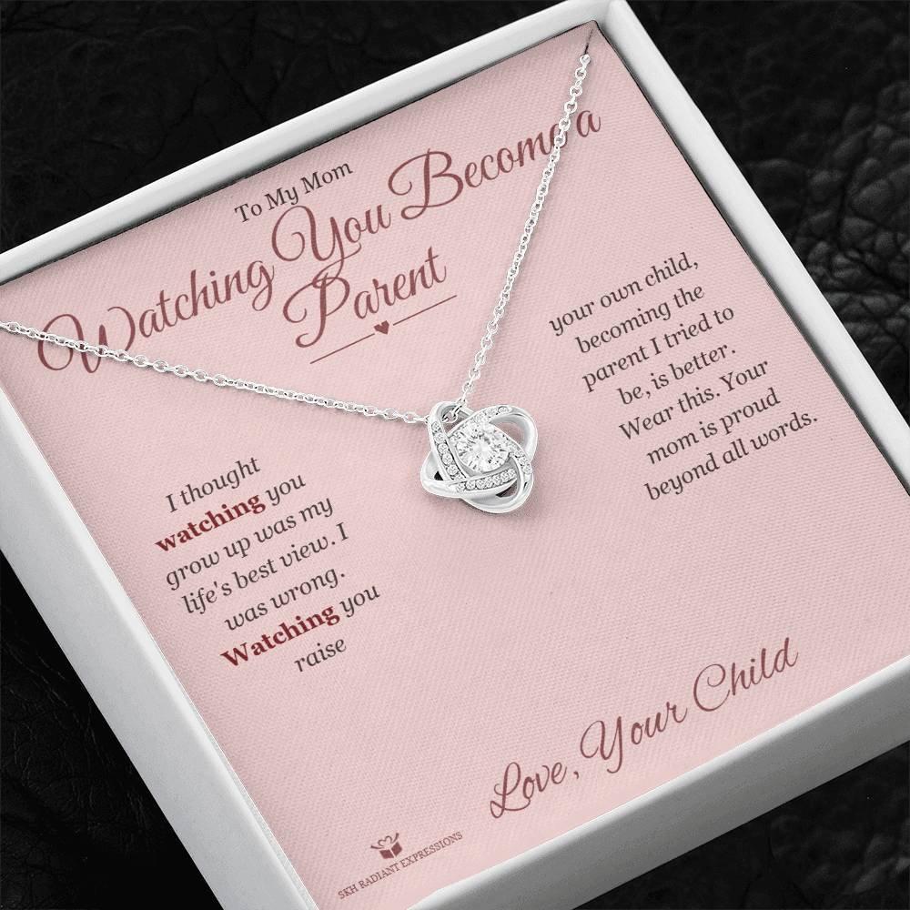 Love Knot Necklace with personalized message card for mom