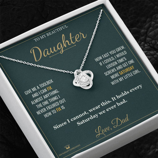 I Can Fix Anything But Time - Love Knot Necklace for Daughter