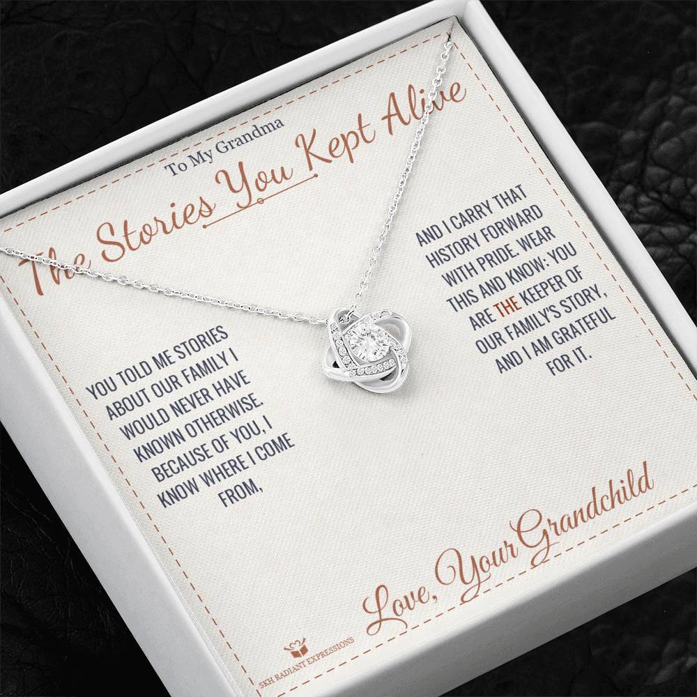 Personalized Love Knot Necklace for grandmother
