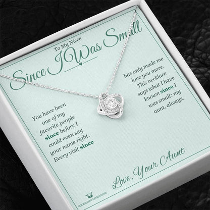 Love Knot Necklace with personalized message card for niece