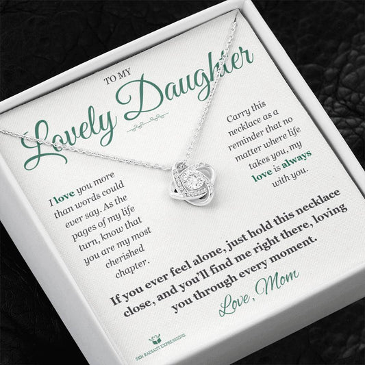 My Most Cherished Chapter - Love Knot Necklace for Daughter - personalized keepsake gift from SKH Radiant Expressions