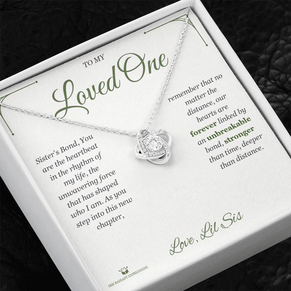 Love Knot Necklace with personalized message card for daughter