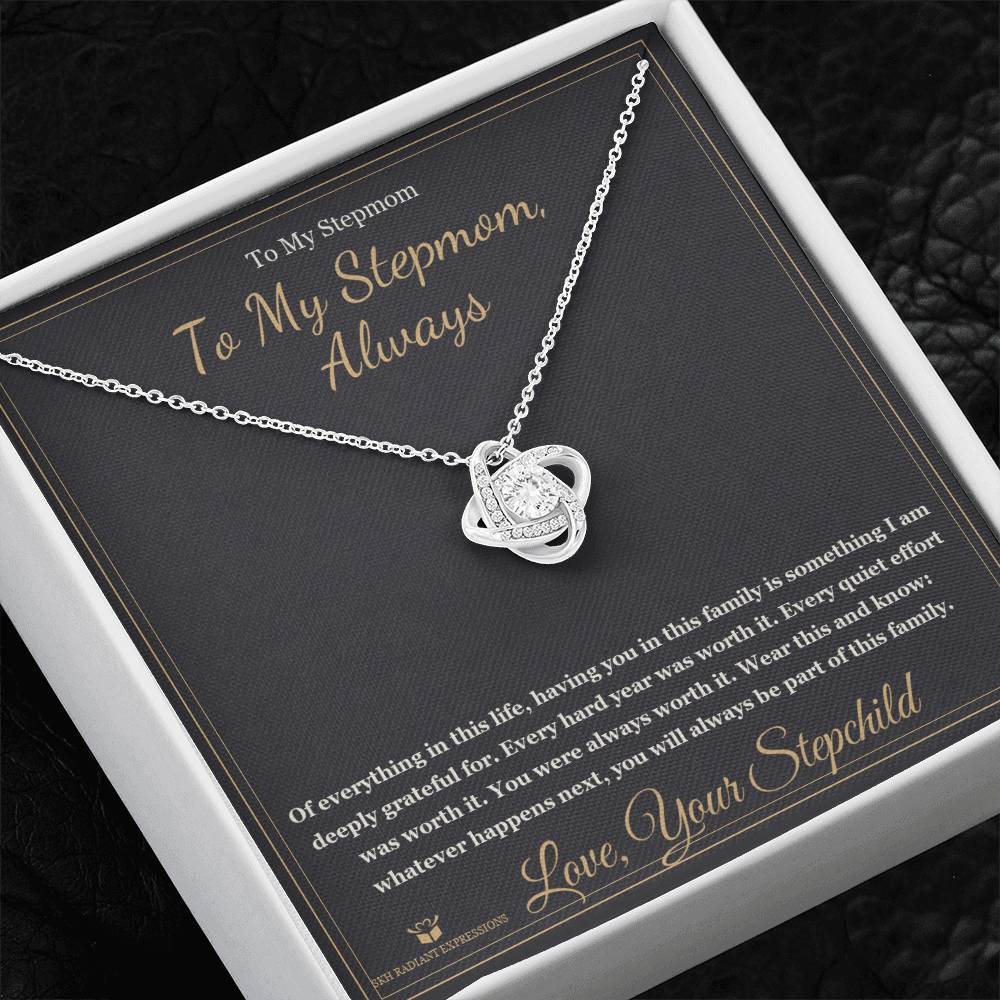 To My Stepmom, Always - Love Knot Necklace for Stepmom - personalized keepsake gift from SKH Radiant Expressions